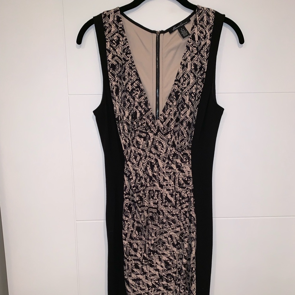 Black and cream midi dress